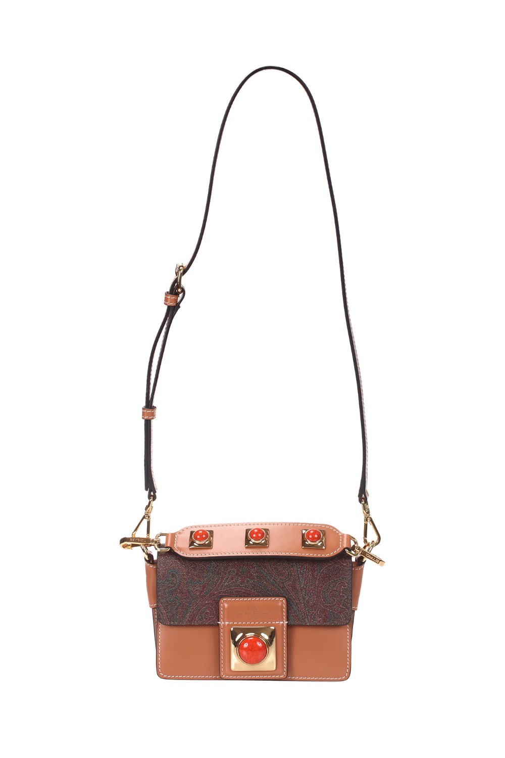 shop ETRO  Borsa: Etro borsa a mano Crown Me con pietre corallo.
Tessuto di cotone Paisley jacquard spalmato con grana opaca e doppiato in tela.
Tasca posteriore applicata.
Due scomparti interni.
Tasca interna applicata.
Manico in pelle removibile.
Tracolla regolabile e removibile altezza (luce) 45 cm.
Chiusura a calamita.
Accessori metallici con finitura dorata.
Fodera in tessuto logato ETRO.
Dimensioni: 17.5 x 12.5 x 9.5 cm.
Finiture: 100% pelle di vitello
Fodera: 66% cotone, 34% poliestere.
Fabbricato in Italia.. 1N762 8620-0602 number 7663737